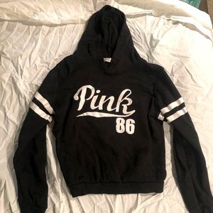 Black Hoodie - Pink Print - Large